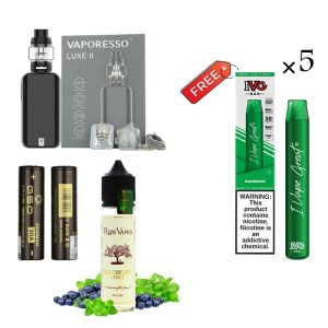 پکیج 5 (2عدد باطری +LUXE 2 + Ripe Vapes) همراه 5 هدیه رایگان پاد یکبارمصرف IVG 3000PUFF