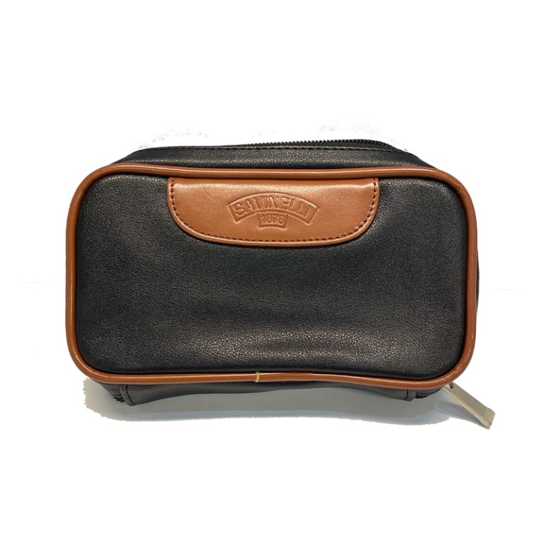 کیف پیپ ساونلی چرم مشکی قهوه ای Savinelli Pipe Bag