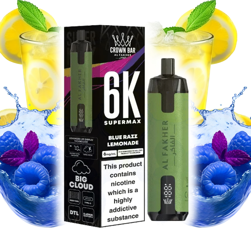 پاد 6000 کام الفاخر بلورز لیموناد Al Fakher Blue Razz Lemonade 6000 Disposable pod